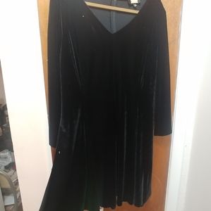 Black velvet fit and flare dress